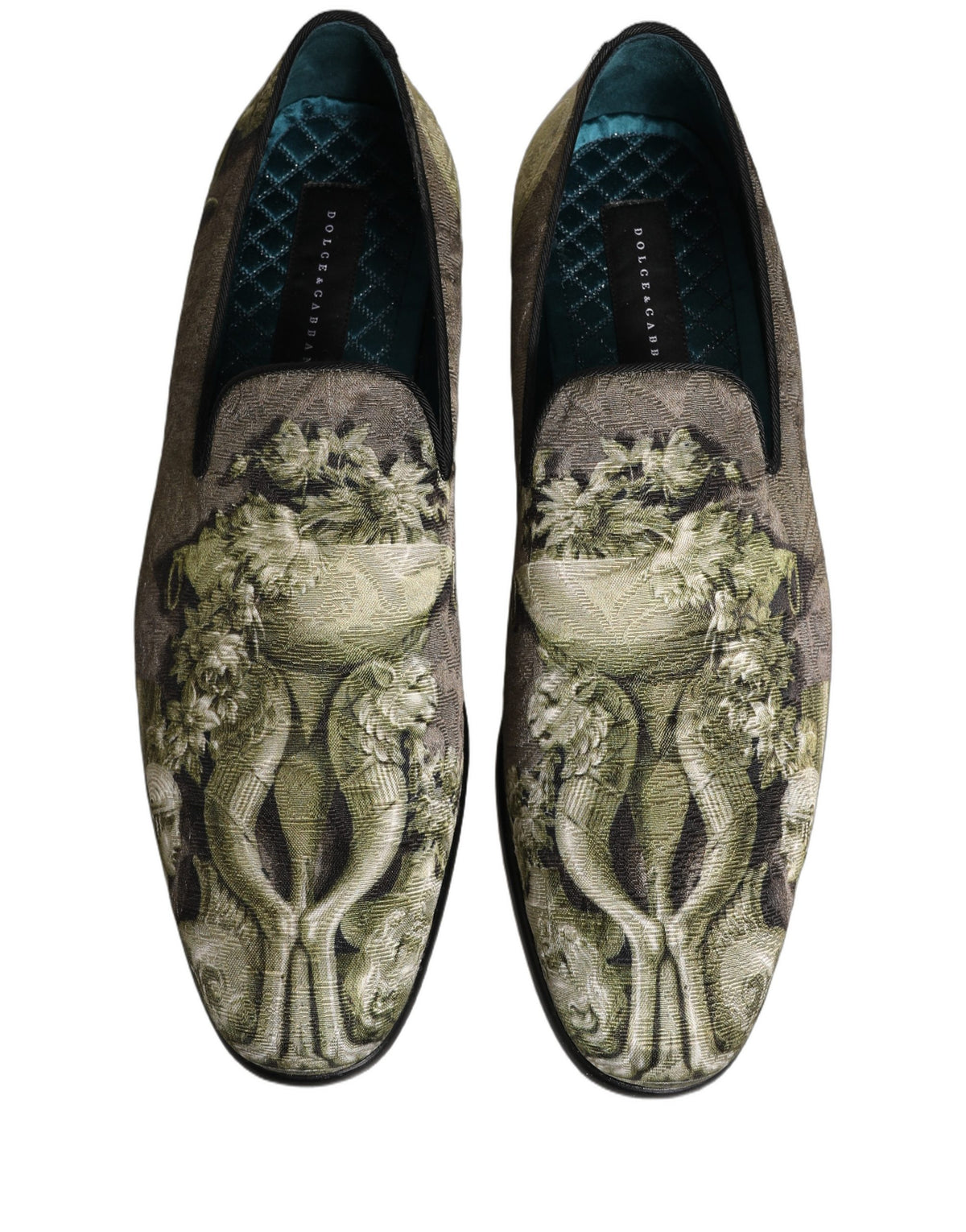 Dolce & Gabbana Brown Baroque Print Slip-On Loafers for Men