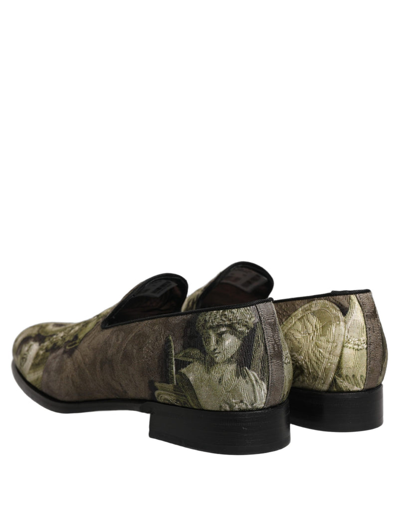 Dolce & Gabbana Brown Baroque Print Slip-On Loafers for Men