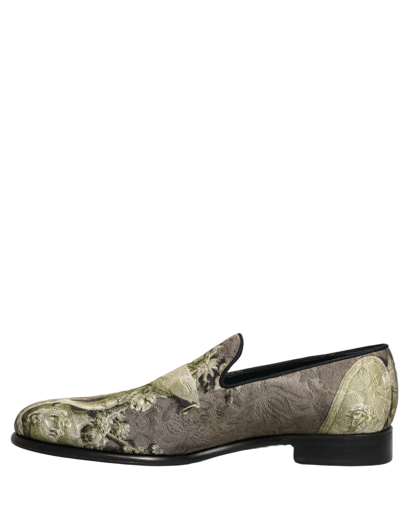 Dolce & Gabbana Brown Baroque Print Slip-On Loafers for Men