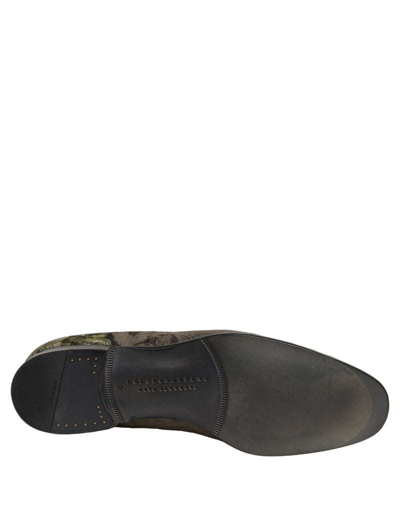 Dolce & Gabbana Brown Baroque Print Slip-On Loafers for Men