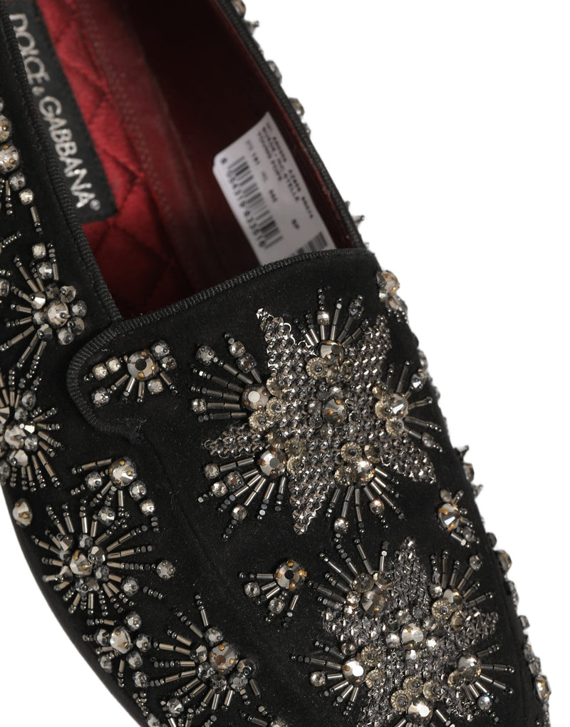 Dolce & Gabbana Black Crystal Embellished Dress Loafers
