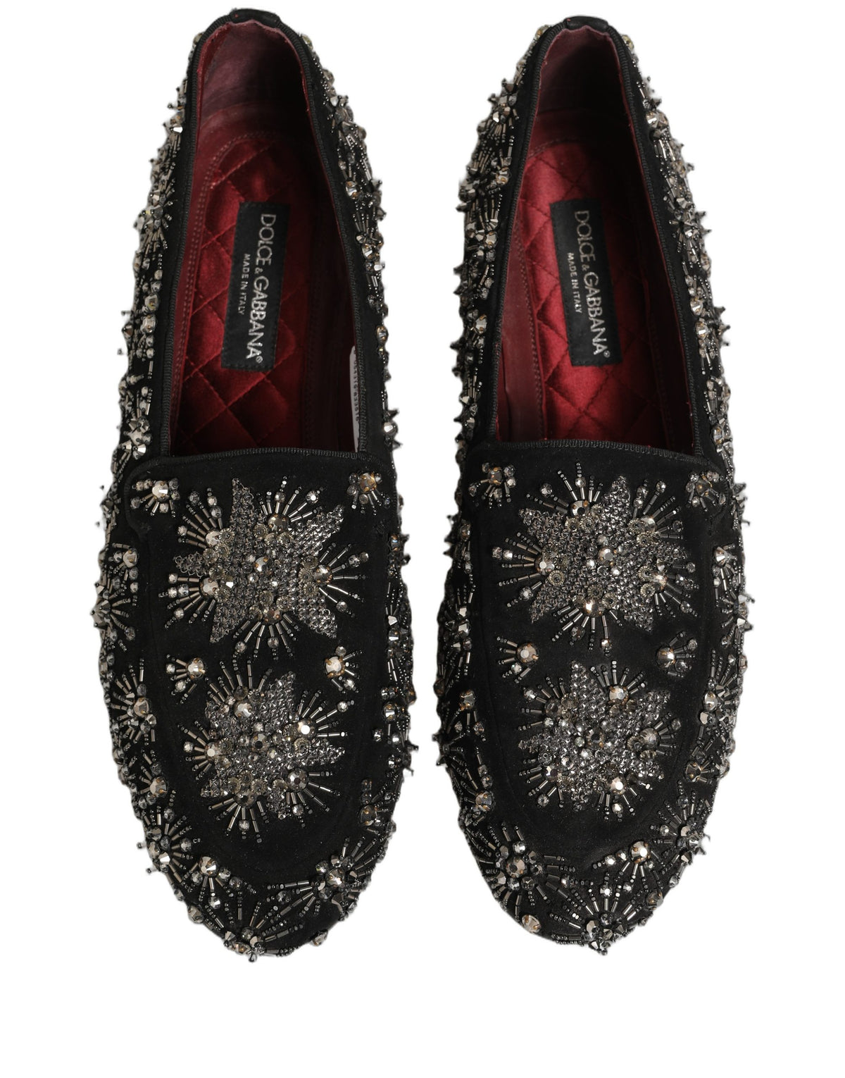 Dolce & Gabbana Black Crystal Embellished Dress Loafers