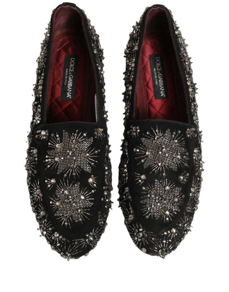 Dolce & Gabbana Black Crystal Embellished Dress Loafers