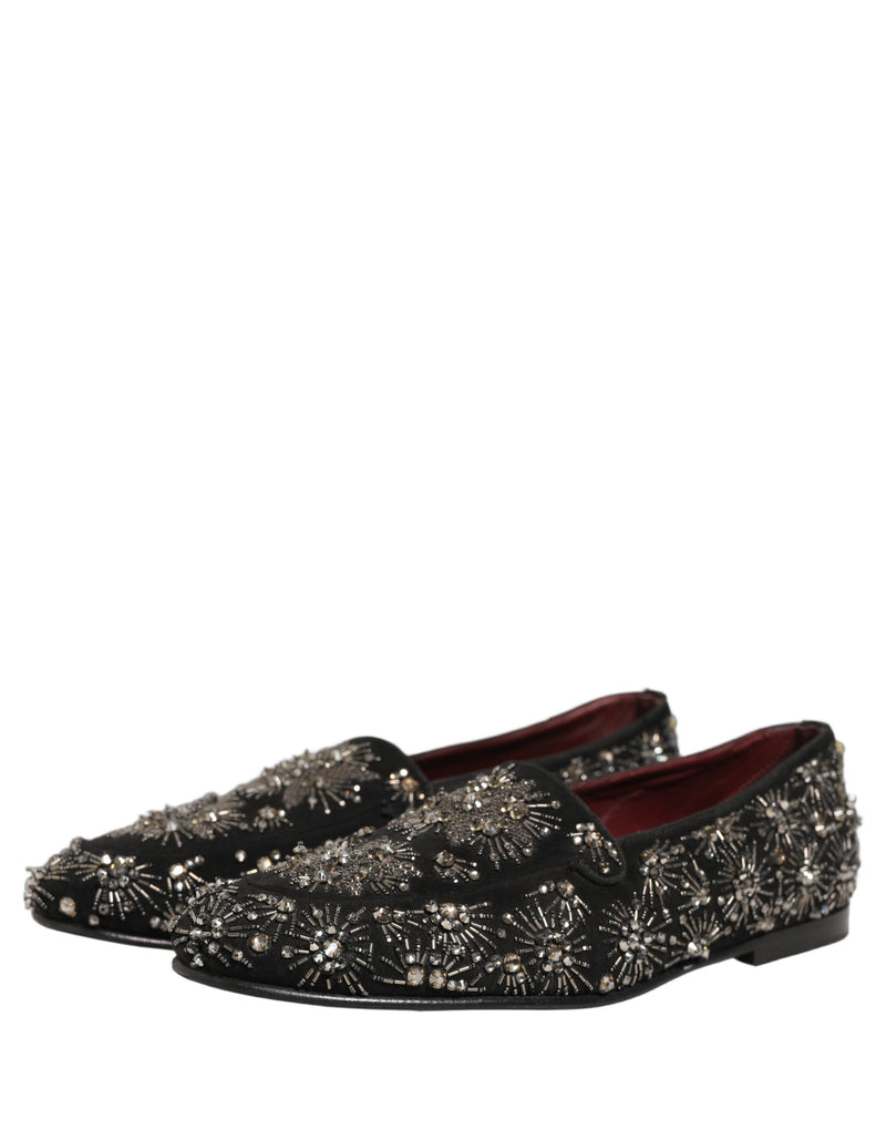 Dolce & Gabbana Black Crystal Embellished Dress Loafers