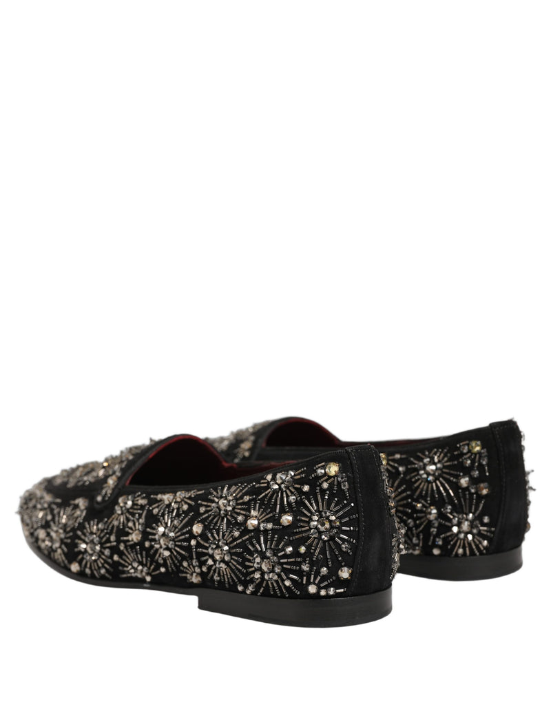 Dolce & Gabbana Black Crystal Embellished Dress Loafers