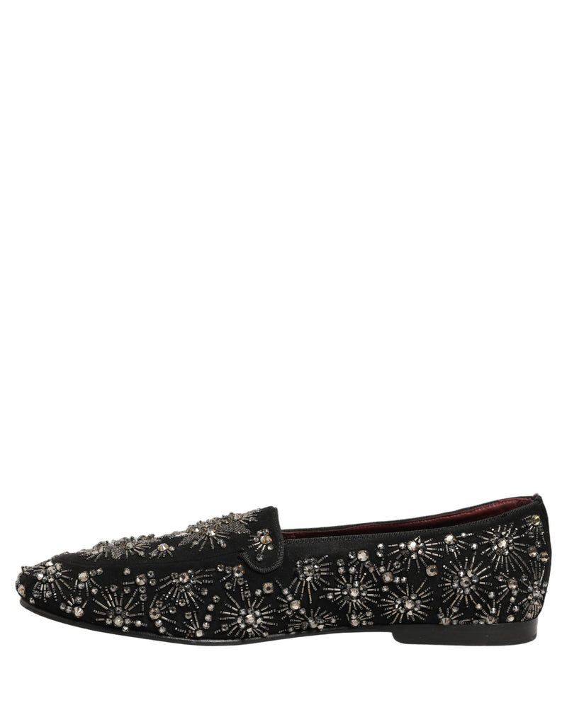 Dolce & Gabbana Black Crystal Embellished Dress Loafers