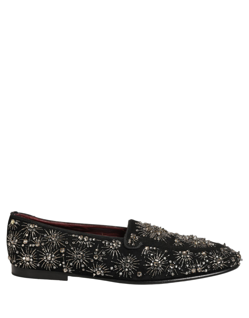 Dolce & Gabbana Black Crystal Embellished Dress Loafers