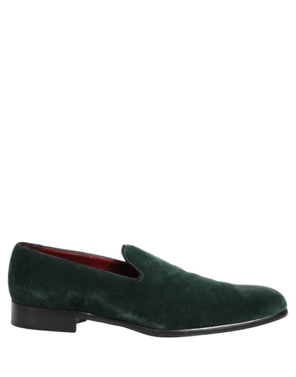Dolce & Gabbana Green Suede Formal Slip On Men Loafers Shoes