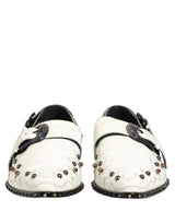Dolce & Gabbana White Studded Monk Strap Shoes for Men