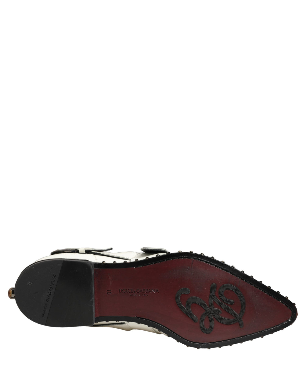 Dolce & Gabbana White Studded Monk Strap Shoes for Men
