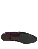 Dolce & Gabbana Violet Red Bead Embellished Loafers