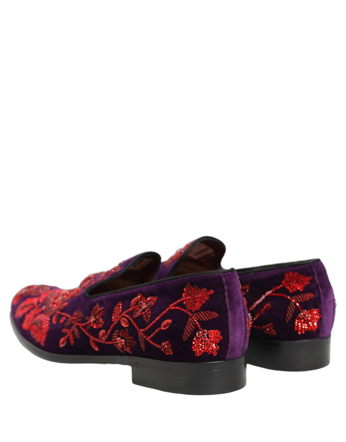 Dolce & Gabbana Violet Red Bead Embellished Loafers