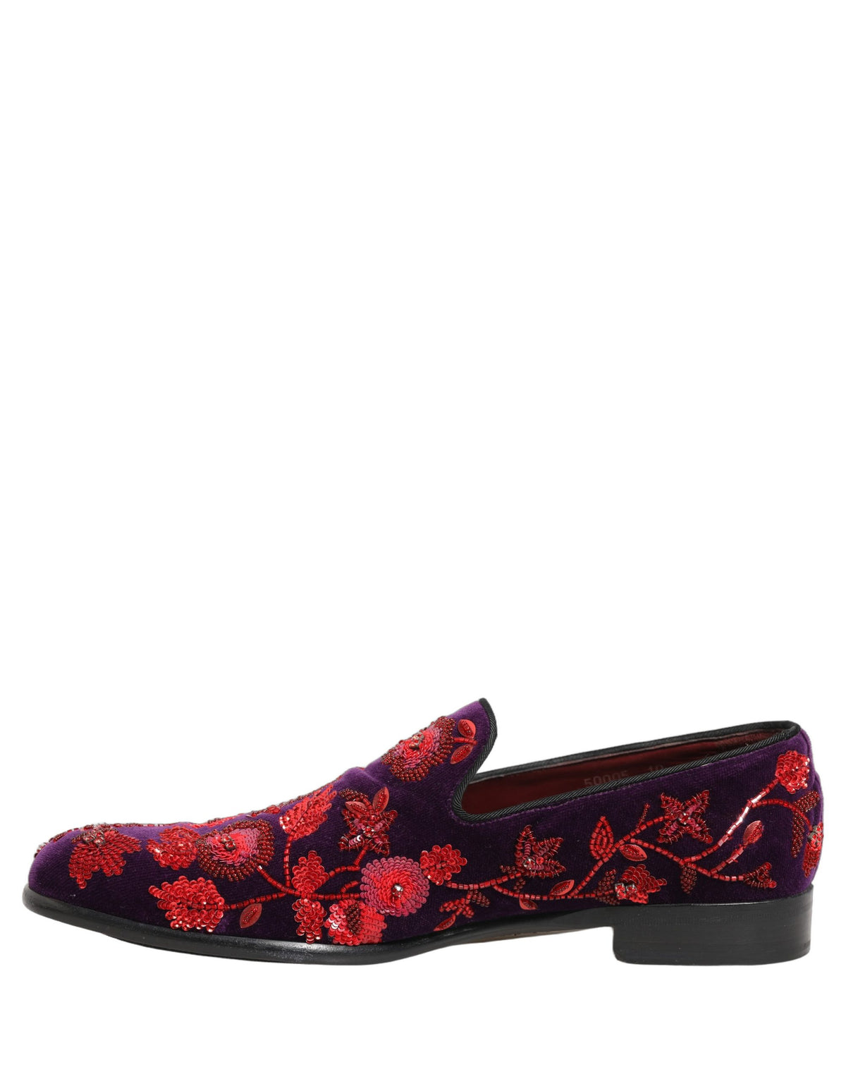 Dolce & Gabbana Violet Red Bead Embellished Loafers