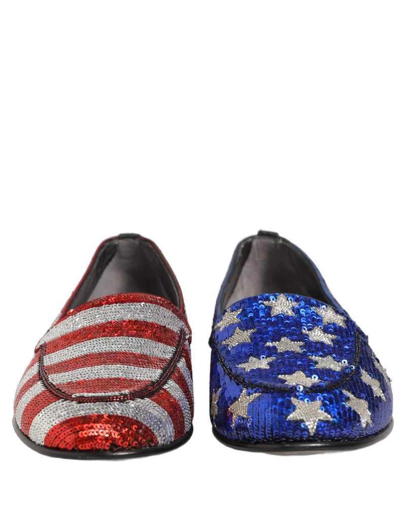 Dolce & Gabbana Multicolor Flag Sequin Dress Loafers