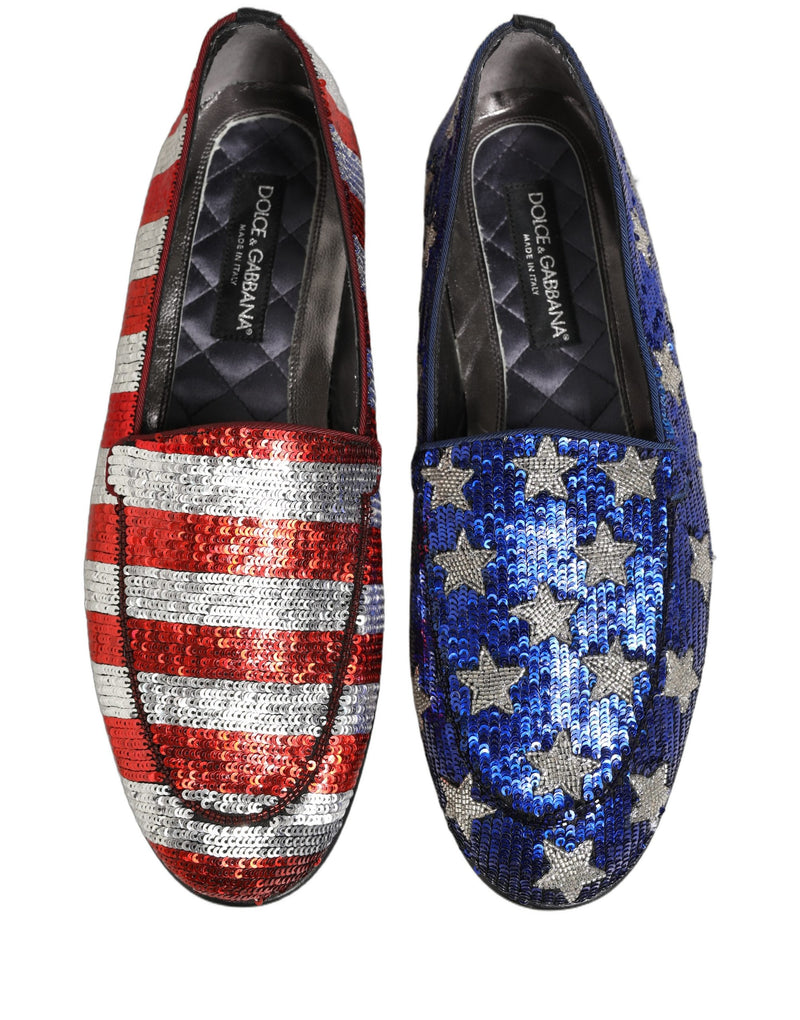 Dolce & Gabbana Multicolor Flag Sequin Dress Loafers