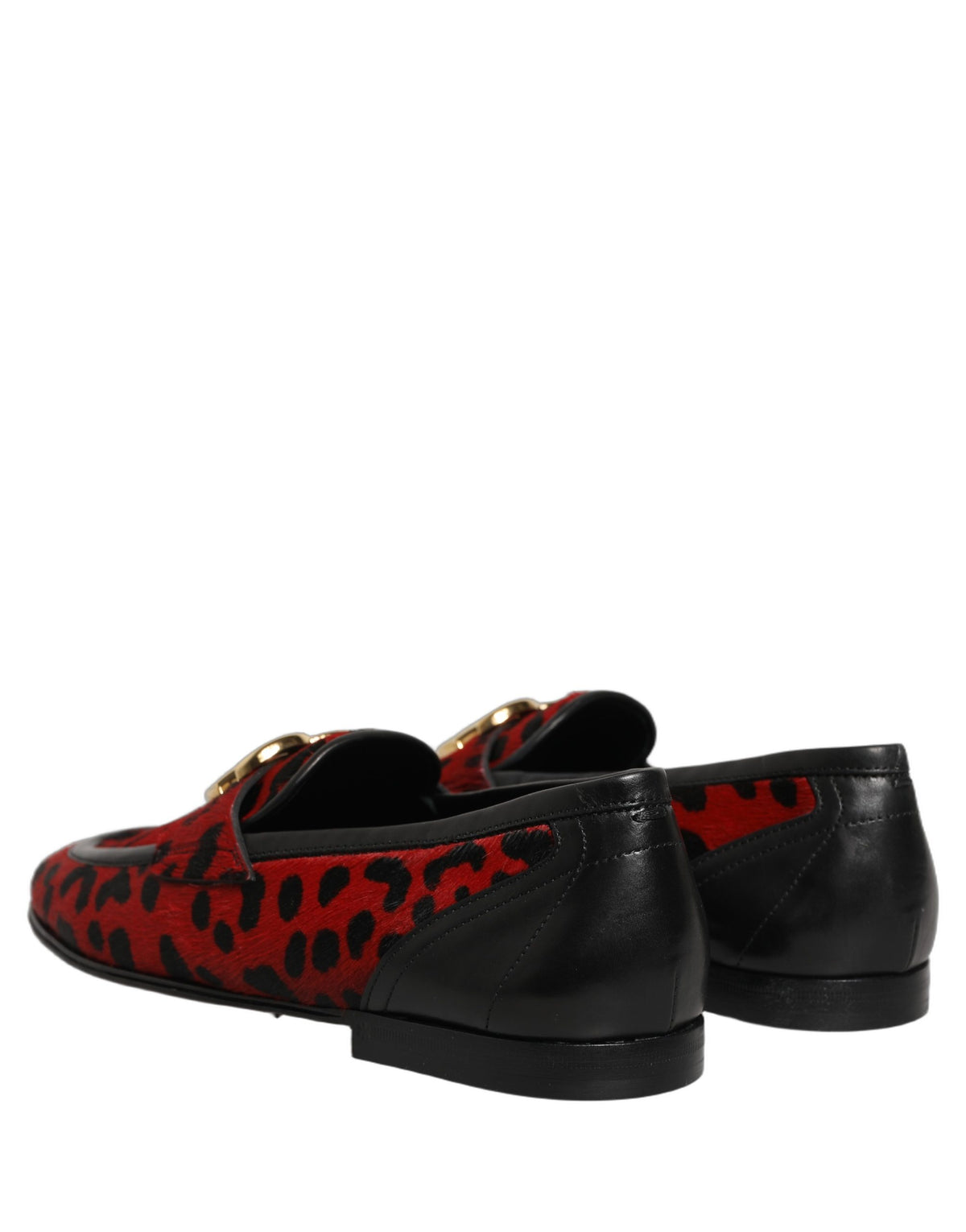 Dolce & Gabbana Red Leopard Print Pony Hair Dress Loafers