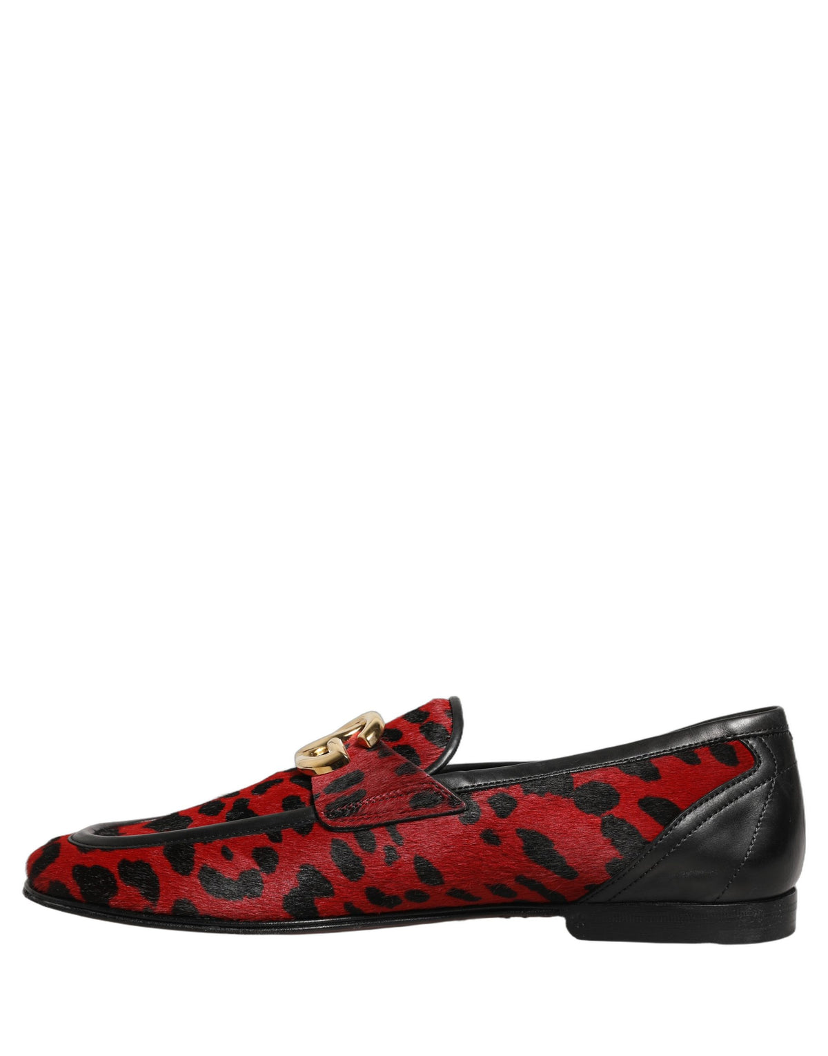 Dolce & Gabbana Red Leopard Print Pony Hair Dress Loafers