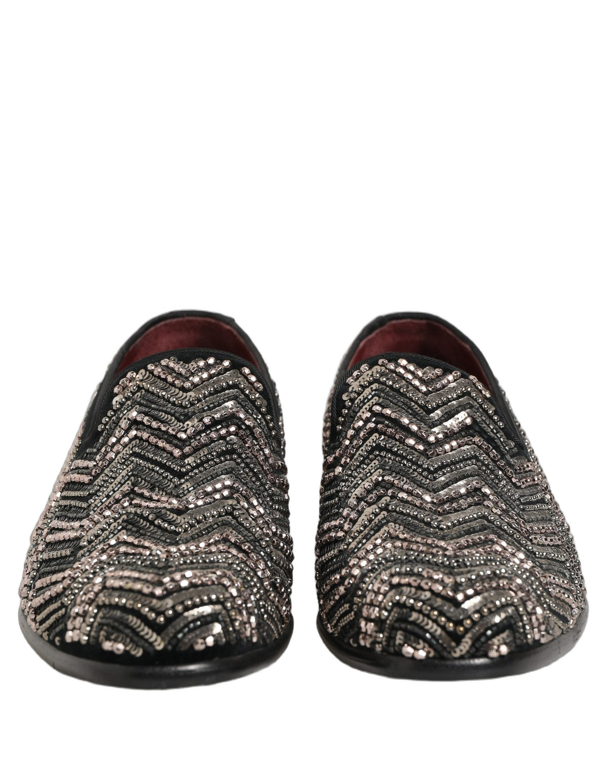 Dolce & Gabbana Black Velvet Floral Embellished Loafers