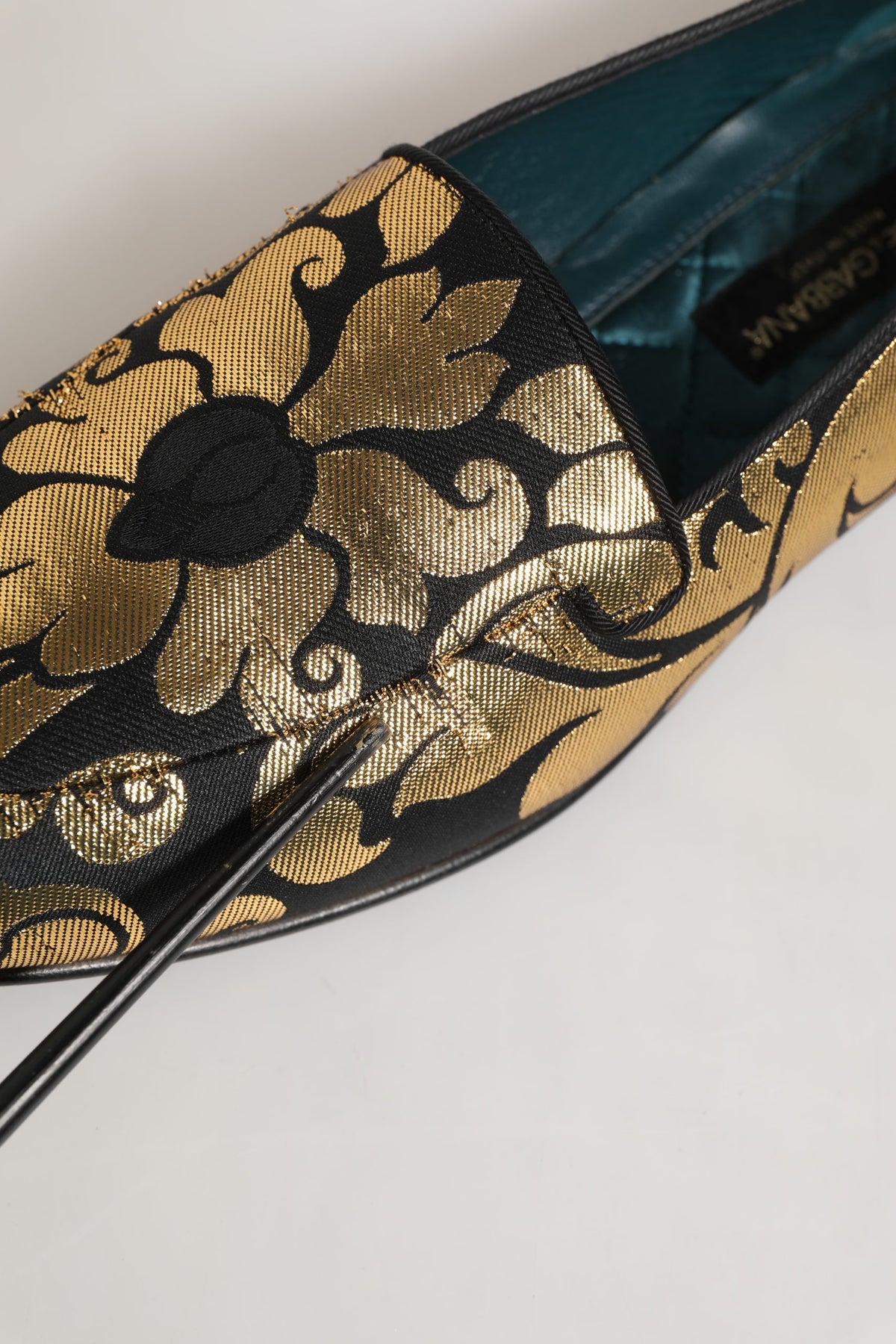 Dolce & Gabbana Black Gold Floral Jacquard Dress Loafers