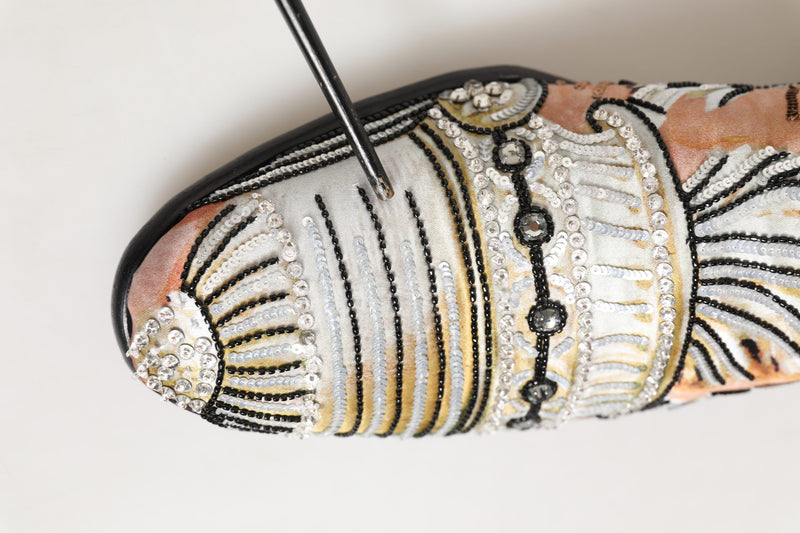 Dolce & Gabbana Multicolor Brocade Sequin Dress Loafers