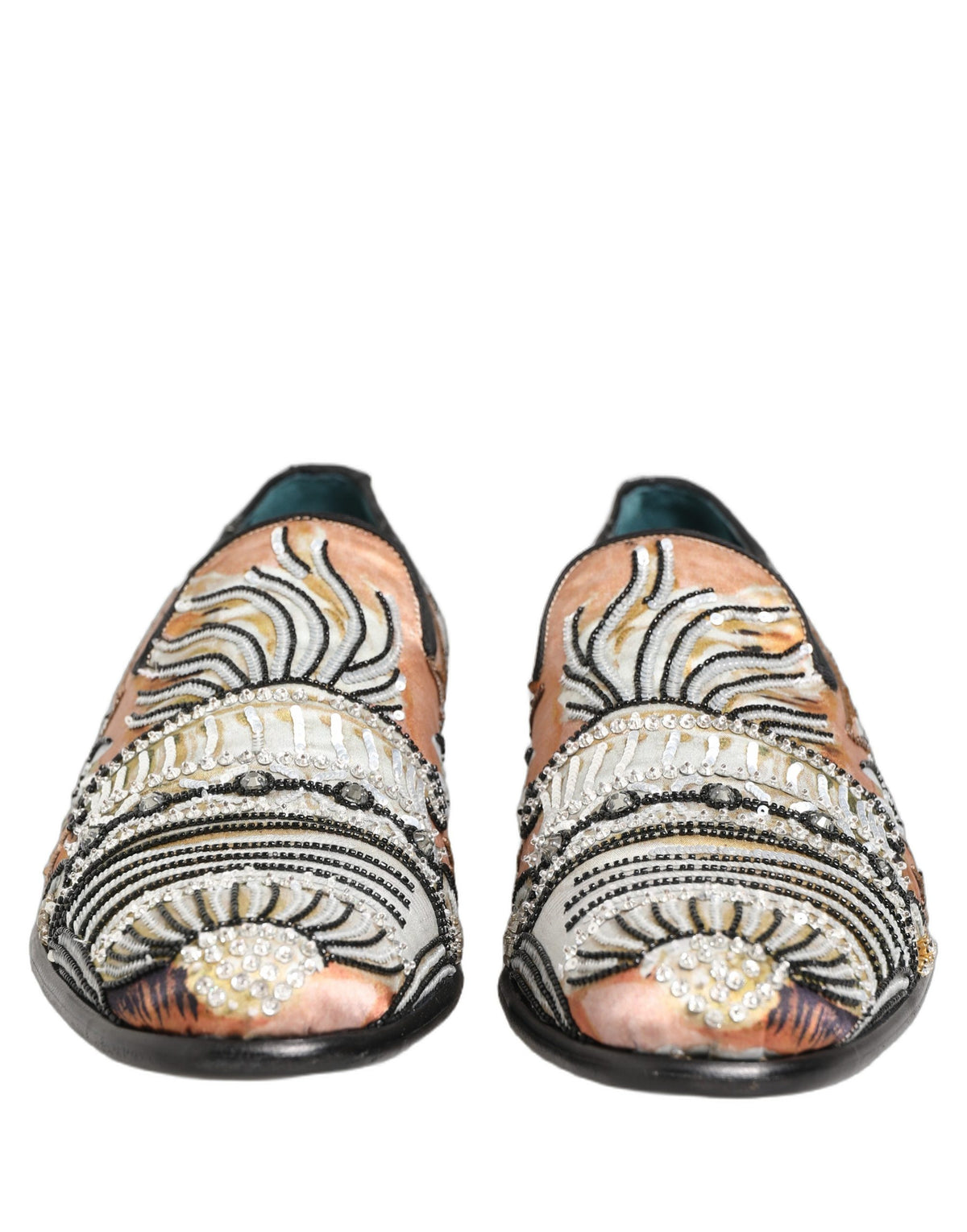Dolce & Gabbana Multicolor Brocade Sequin Dress Loafers