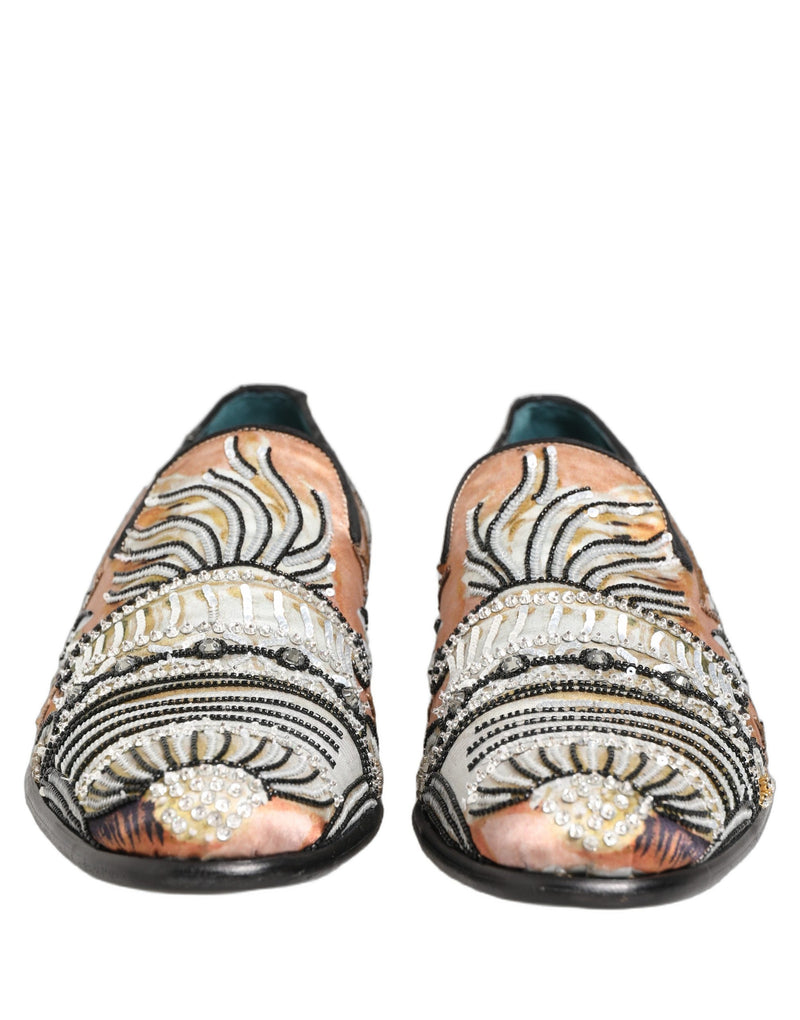 Dolce & Gabbana Multicolor Brocade Sequin Dress Loafers