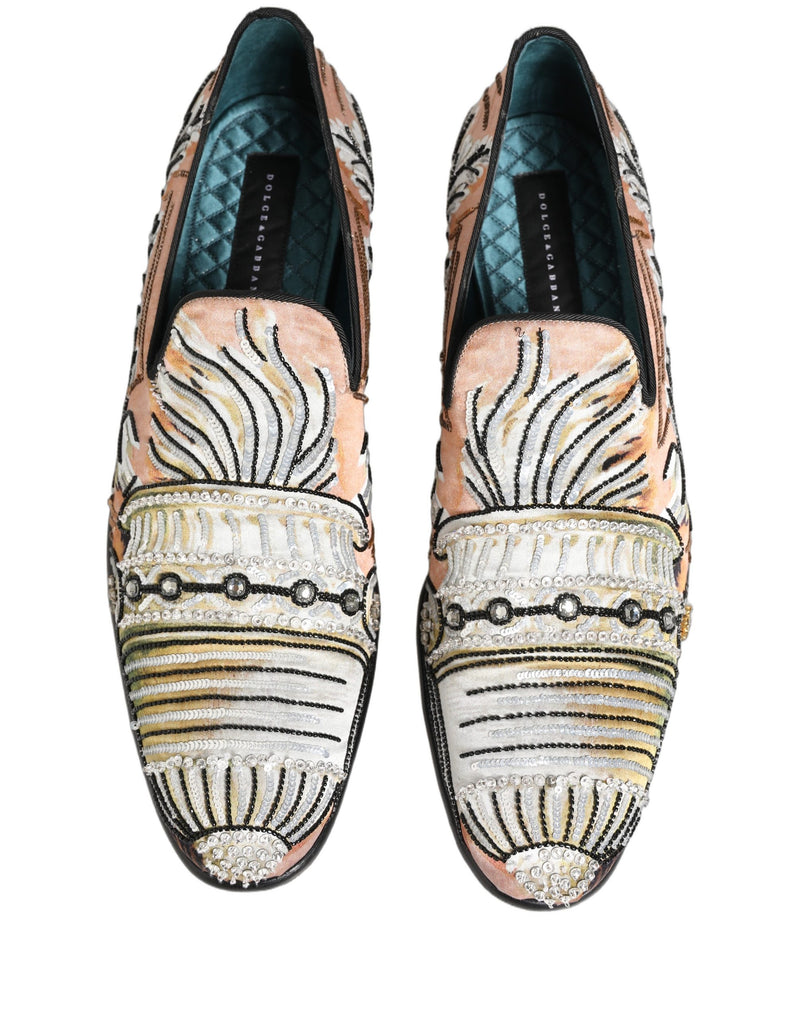 Dolce & Gabbana Multicolor Brocade Sequin Dress Loafers