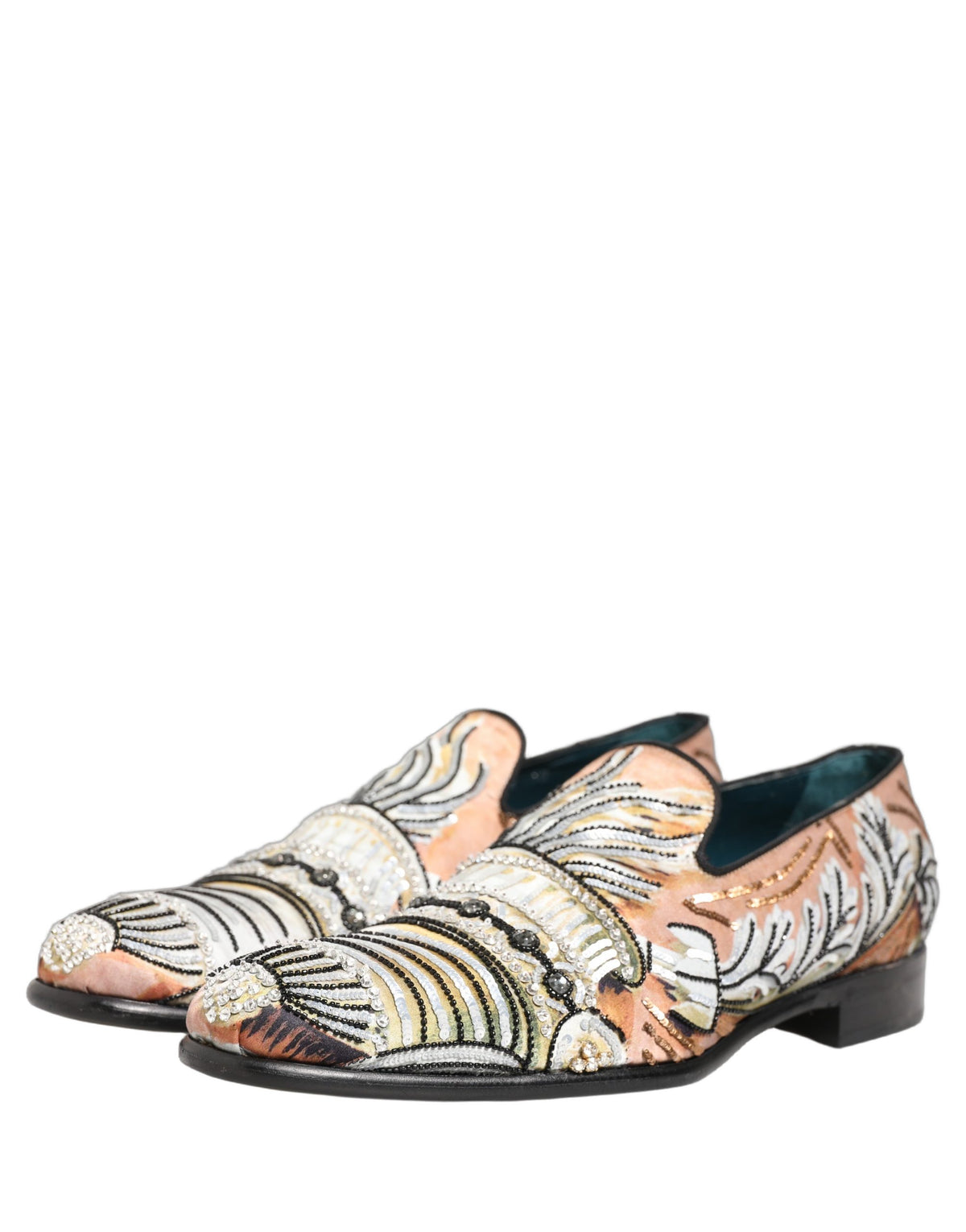 Dolce & Gabbana Multicolor Brocade Sequin Dress Loafers