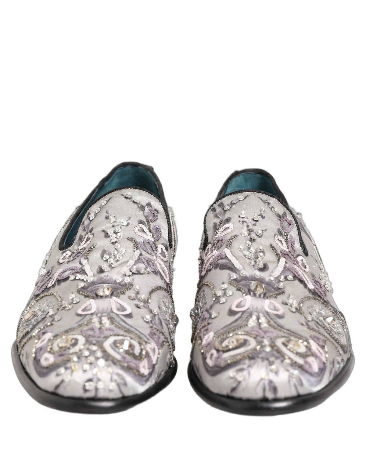 Dolce & Gabbana White Sequined Slip-On Loafers for Men