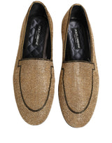 Dolce & Gabbana Gold Crystal Embellished Loafers for Men