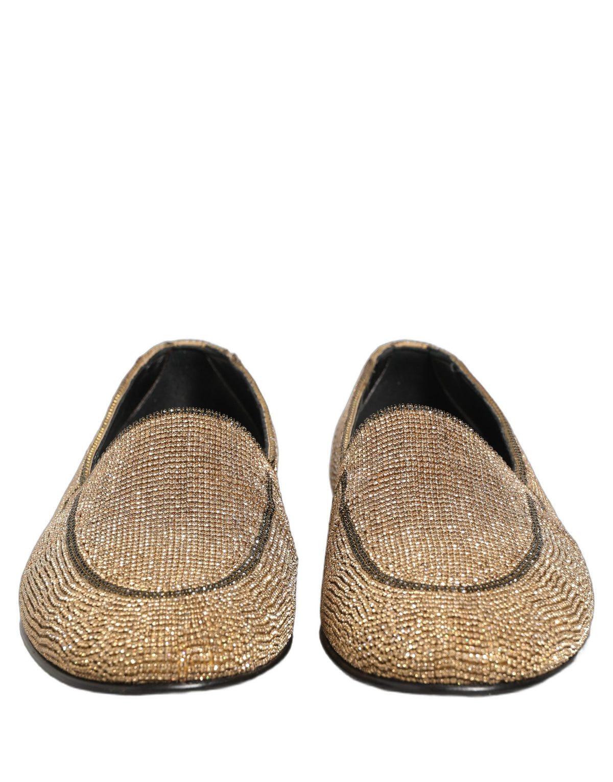Dolce & Gabbana Gold Crystal Embellished Loafers for Men