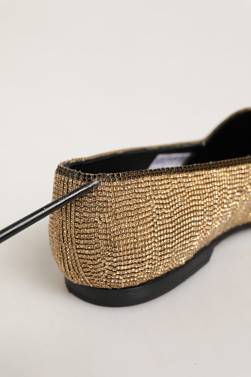 Dolce & Gabbana Gold Crystal Embellished Loafers for Men