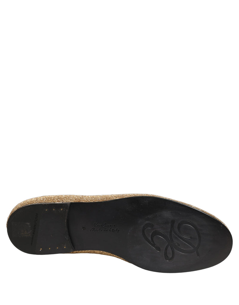 Dolce & Gabbana Gold Crystal Embellished Loafers for Men