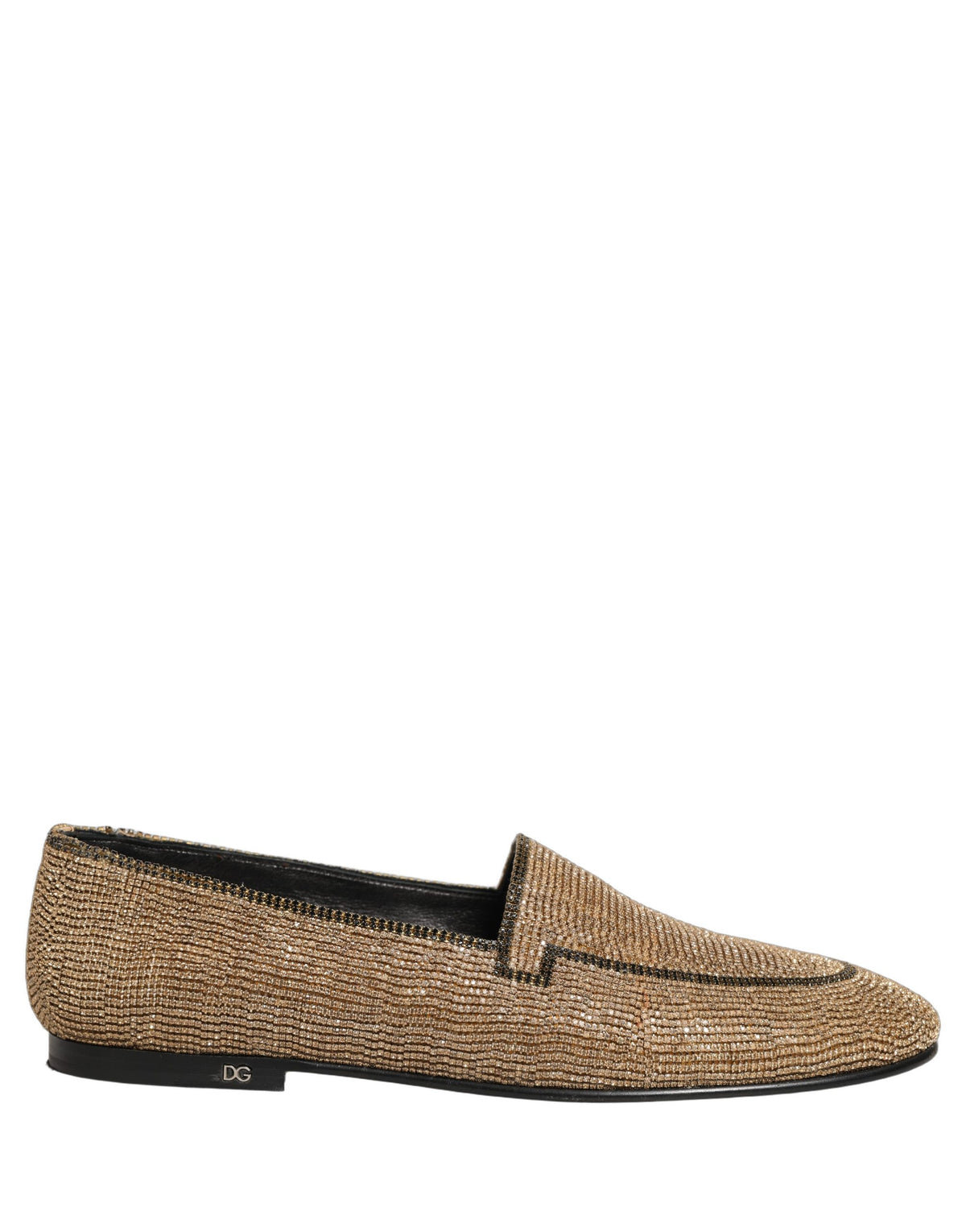 Dolce & Gabbana Gold Crystal Embellished Loafers for Men