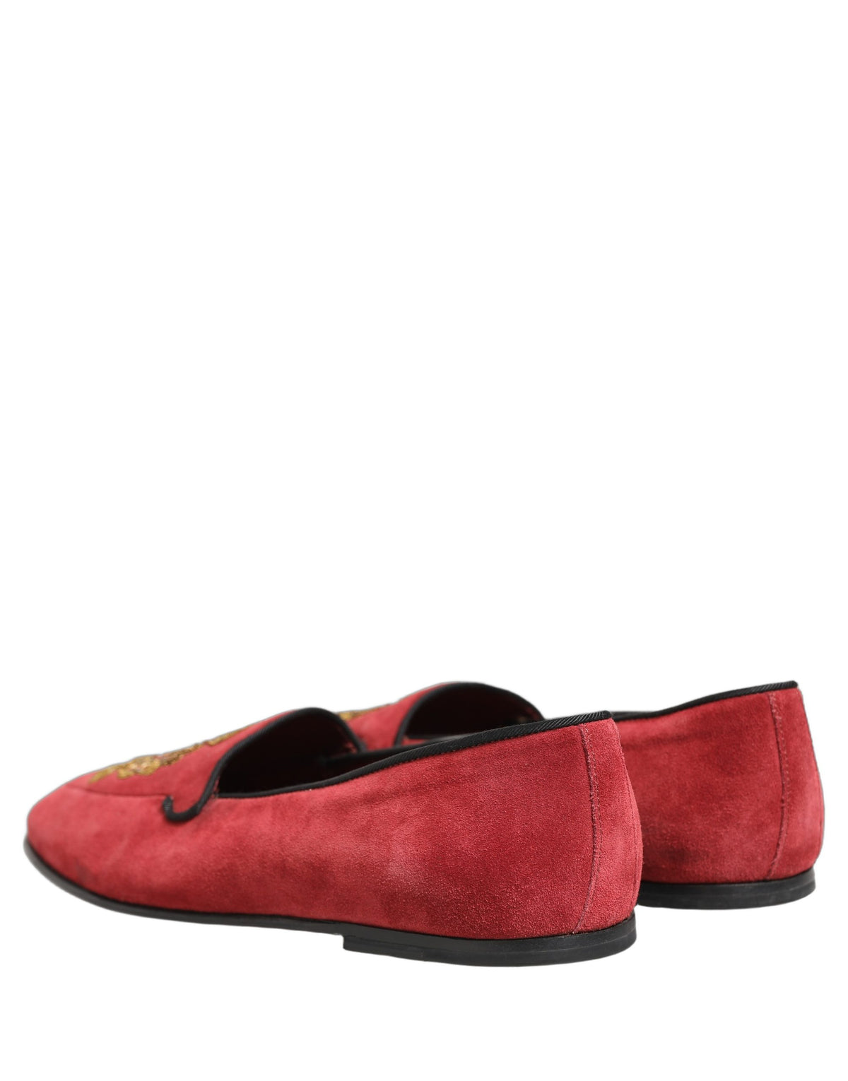 Dolce & Gabbana Red Velvet Logo Embroidery Loafers for Men