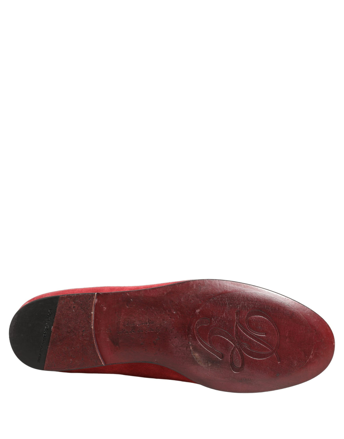 Dolce & Gabbana Red Velvet Logo Embroidery Loafers for Men