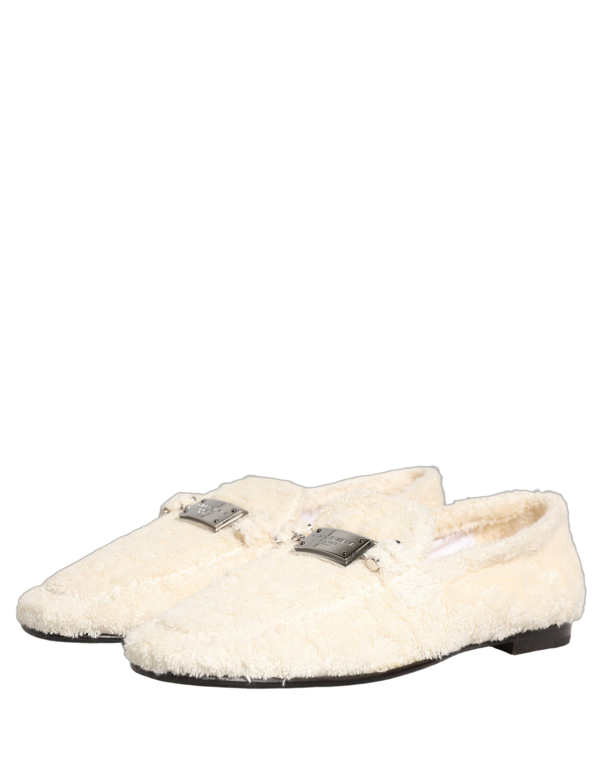 Dolce & Gabbana White Fur Shearling Men Dress Loafers Shoes