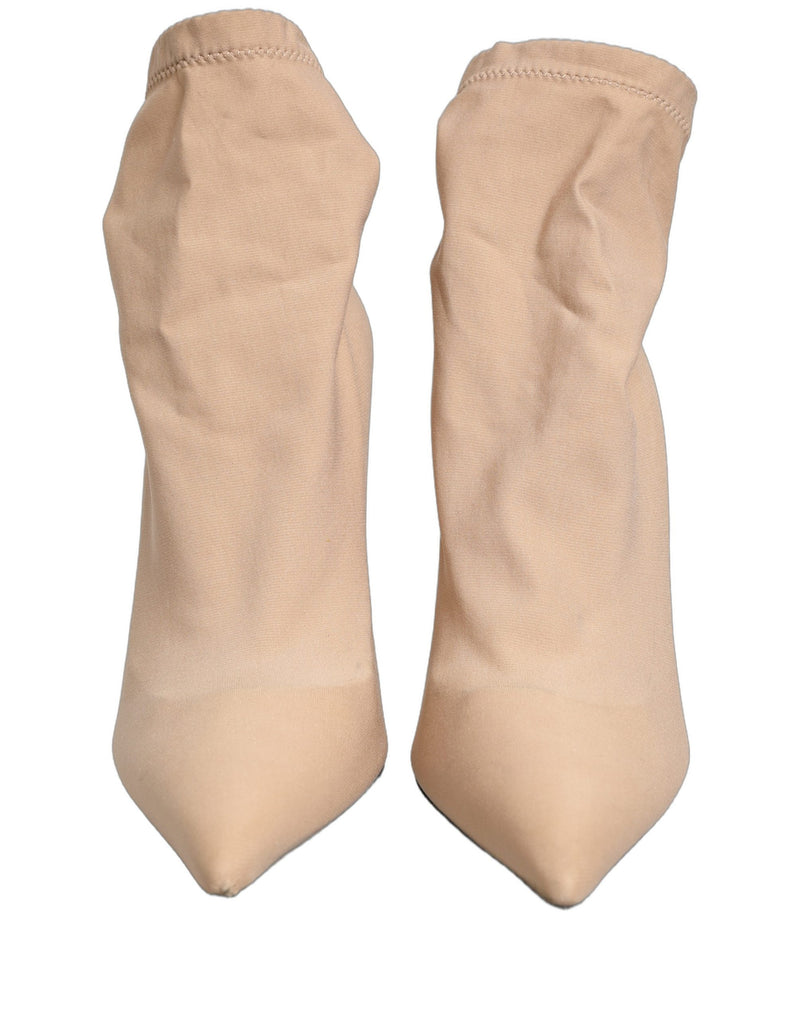 Dolce & Gabbana Beige Stretch Socks Heels Ankle Boots