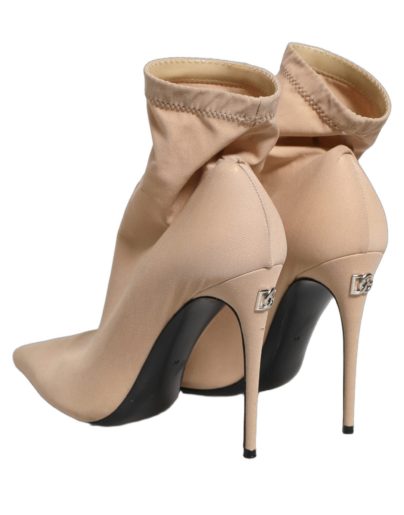 Dolce & Gabbana Beige Stretch Socks Heels Ankle Boots
