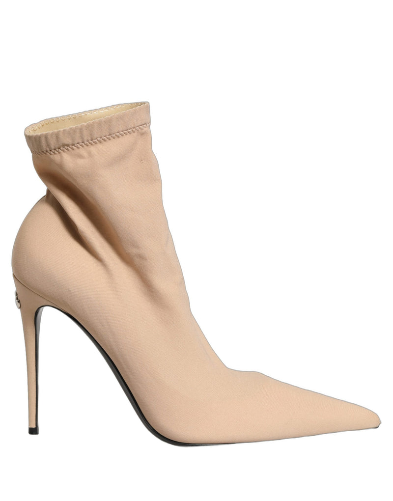 Dolce & Gabbana Beige Stretch Socks Heels Ankle Boots