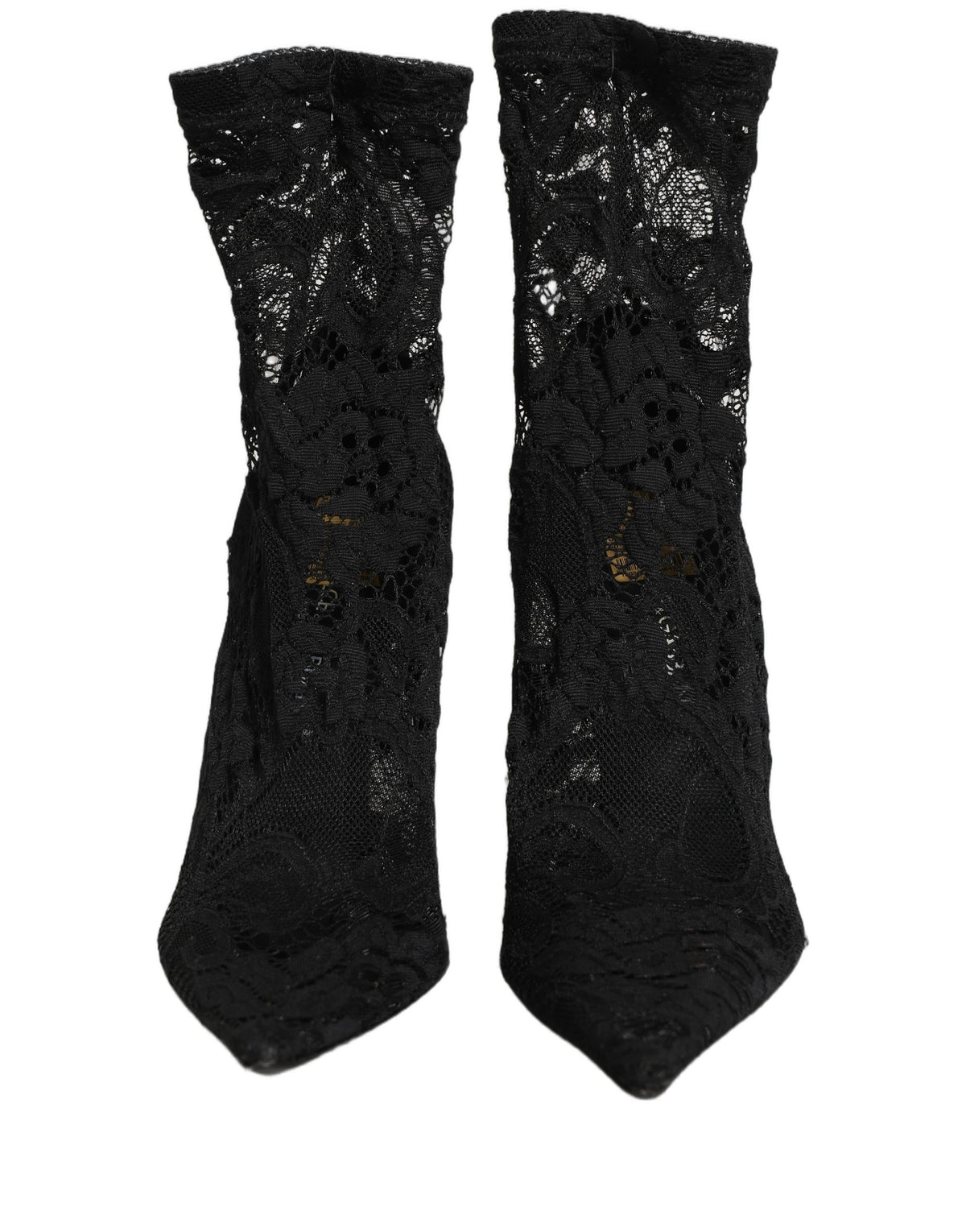 Dolce & Gabbana Black Taormina Lace Sock Ankle Boots