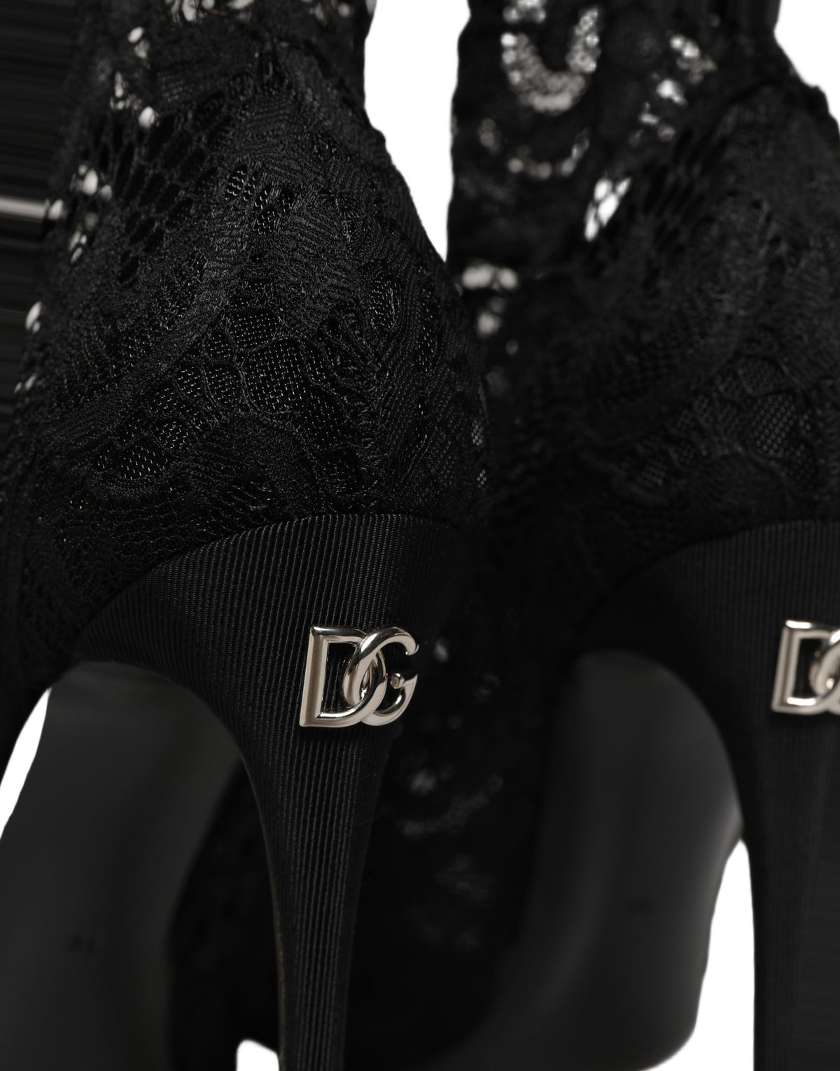Dolce & Gabbana Black Taormina Lace Sock Ankle Boots