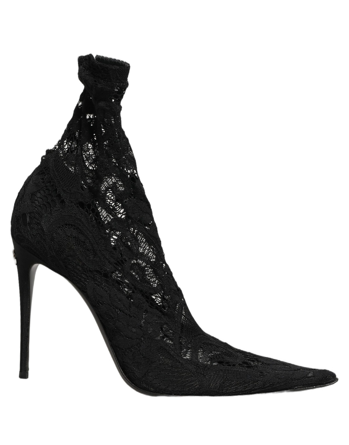 Dolce & Gabbana Black Taormina Lace Sock Ankle Boots