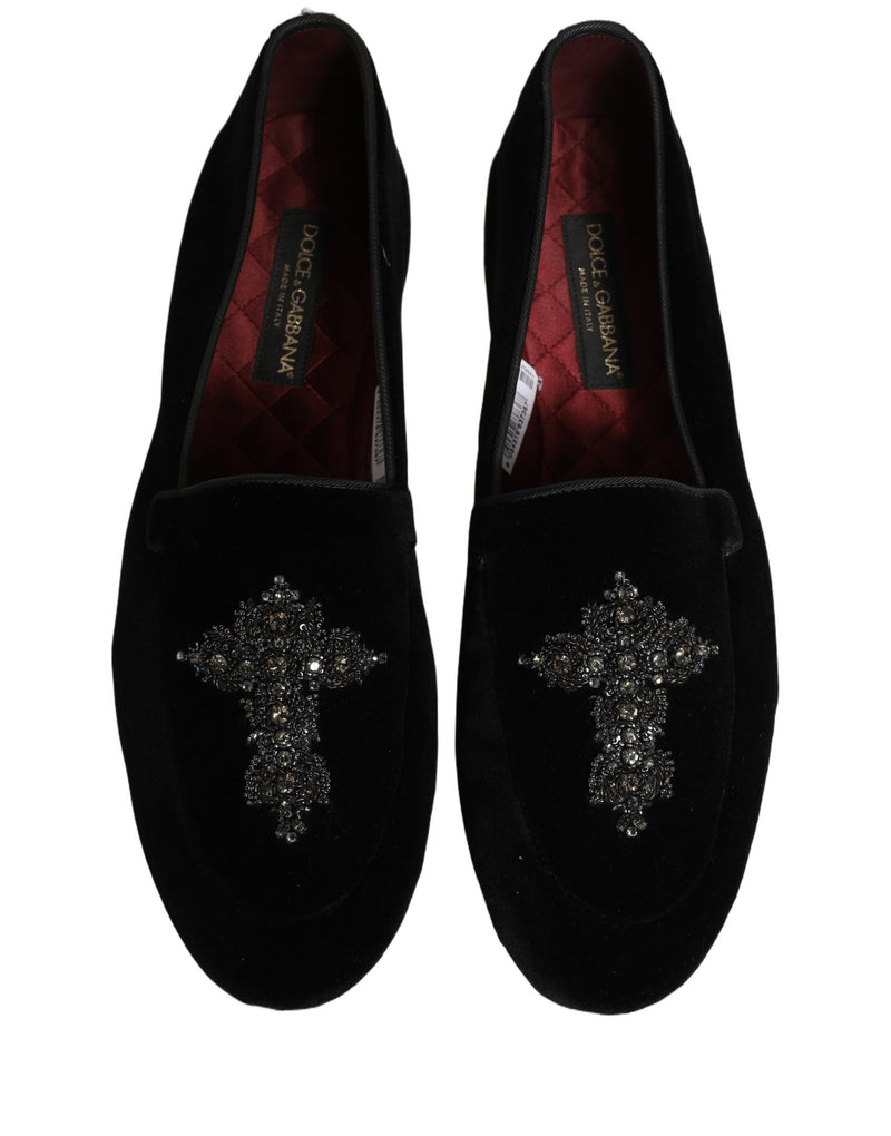 Dolce & Gabbana Black Suede Embellished Dress Loafers