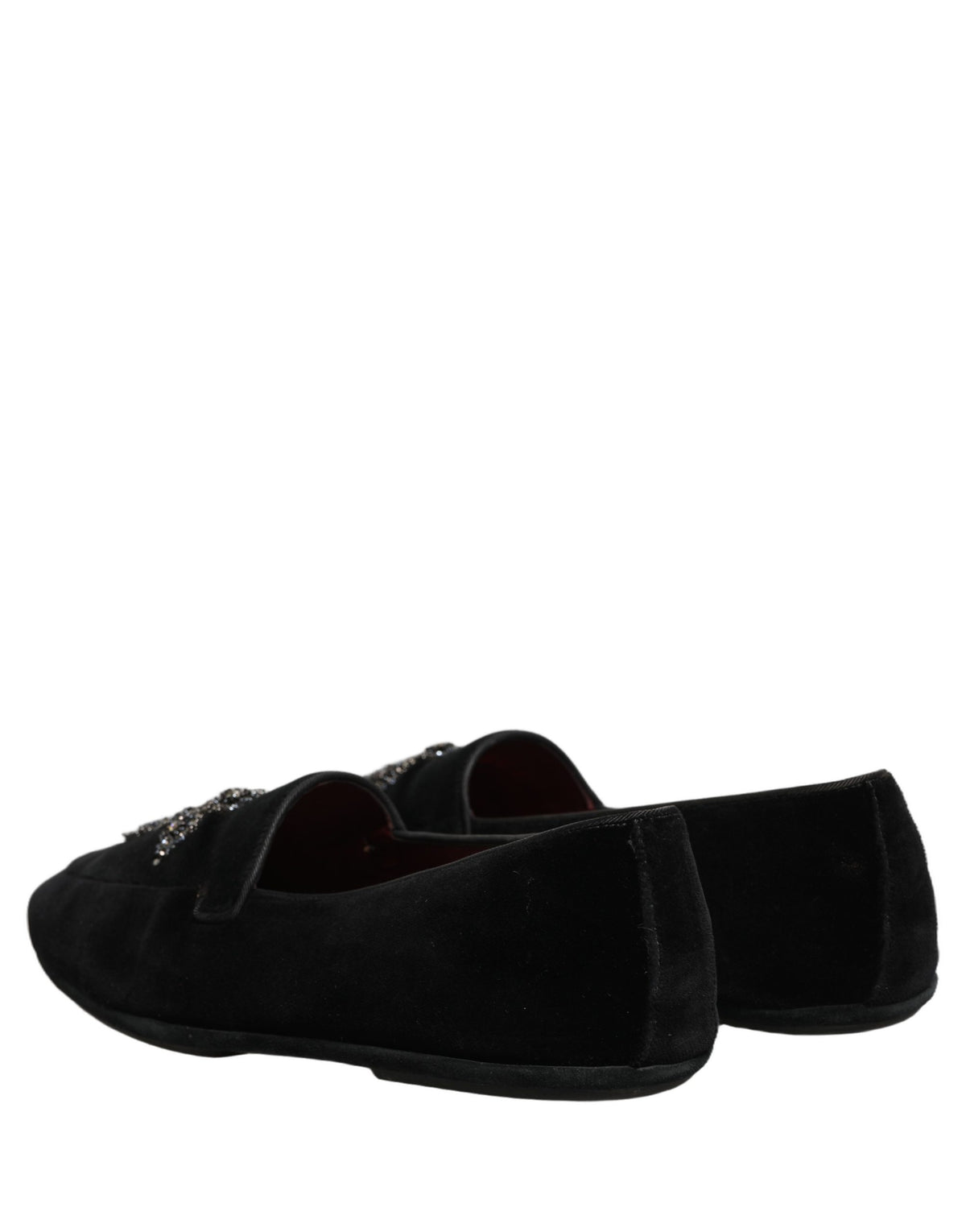 Dolce & Gabbana Black Suede Embellished Dress Loafers