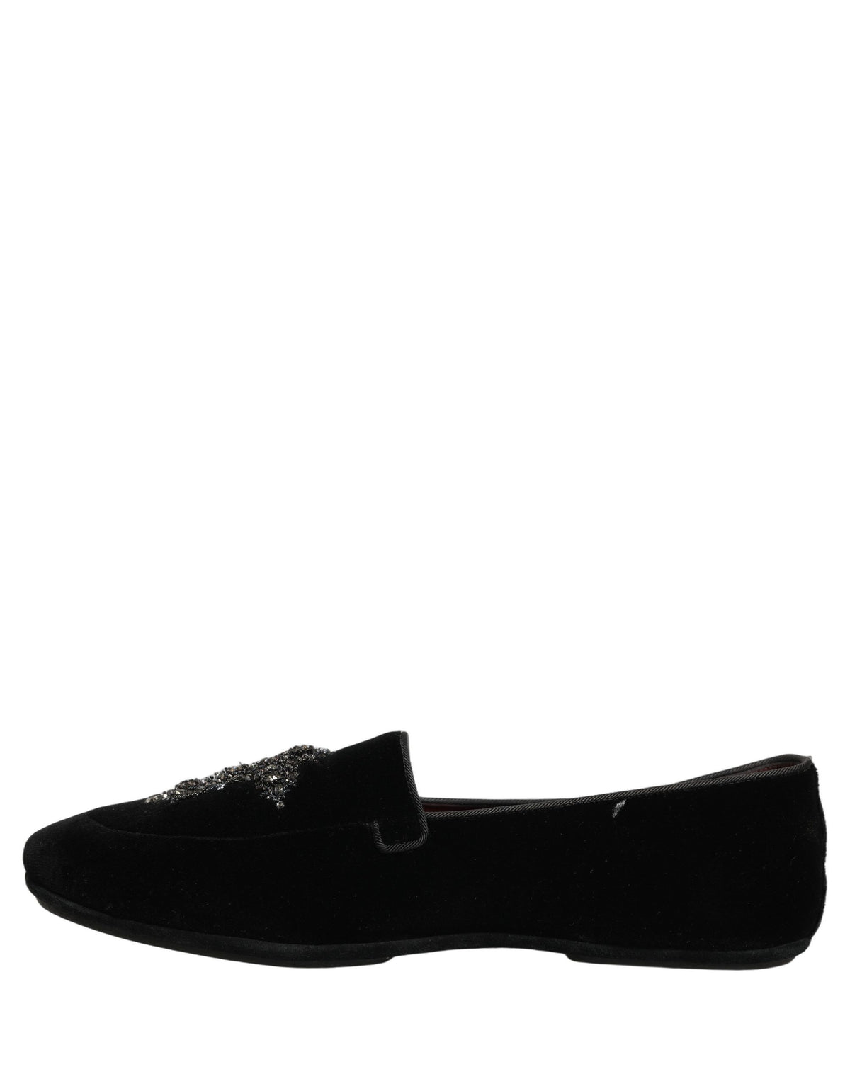 Dolce & Gabbana Black Suede Embellished Dress Loafers