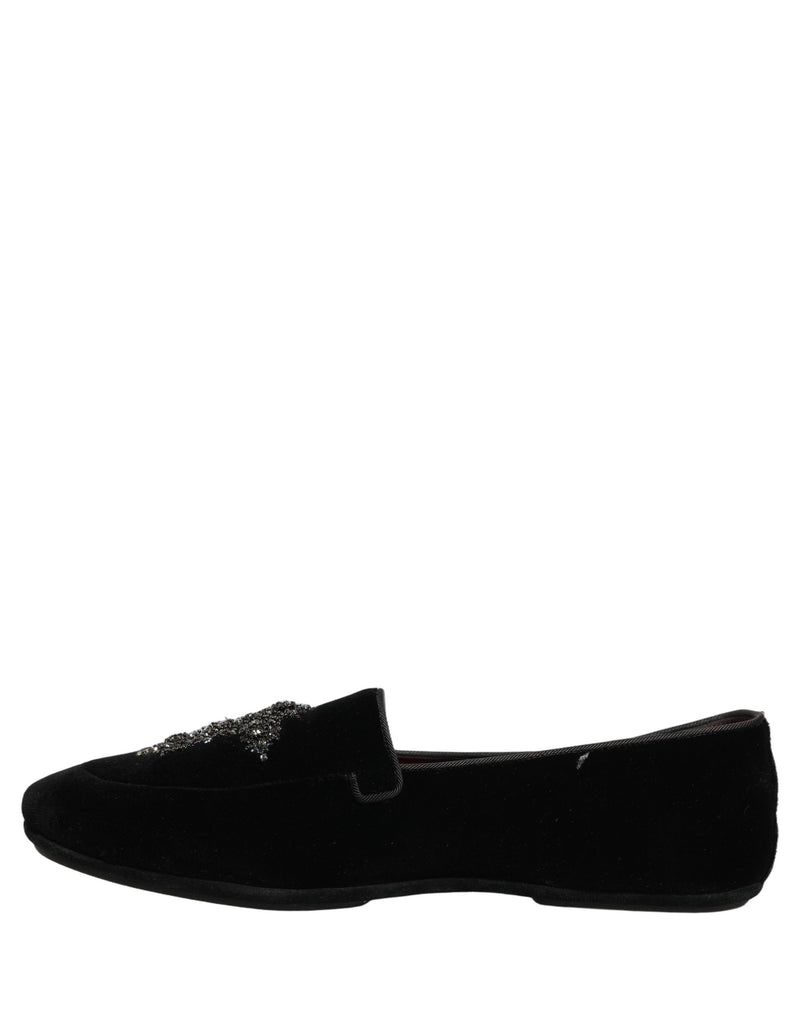 Dolce & Gabbana Black Suede Embellished Dress Loafers