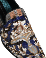 Dolce & Gabbana Multicolor Embroidered Sequin Loafers