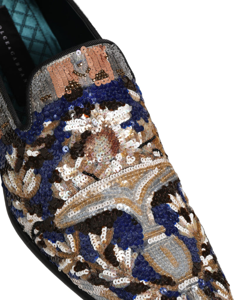 Dolce & Gabbana Multicolor Embroidered Sequin Loafers