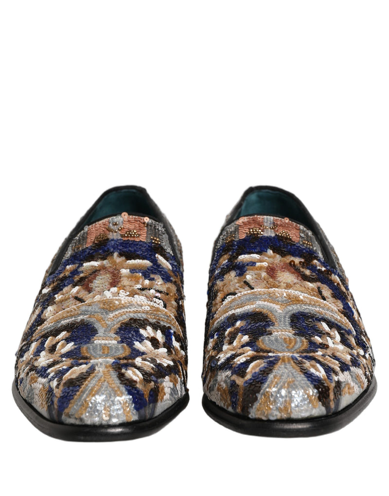 Dolce & Gabbana Multicolor Embroidered Sequin Loafers